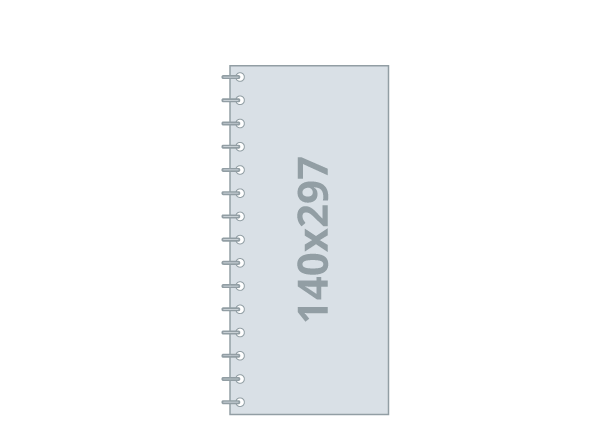 Rokovnik 1/3 A3 - Standard: 140x297 / 280x297 mm, metalna spirala (D6)