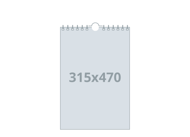 Kalendar - zidni: 315x470 mm - stojeći, spiralni uvez (D2)