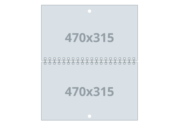 Kalendar - zidni: 470x315 / 470x630 mm - ležeći, spiralni uvez (D2)