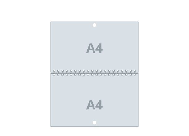Kalendar - zidni A4: 297x210 / 297x420 mm - ležeći, spiralni uvez (D4)