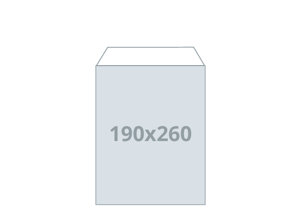 Kuverta - vrećica B5: 190x260 mm, bez prozora (D)