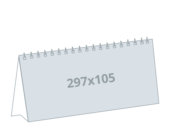 Stolni kalendar 1/2 A4: 297x105 mm - ležeći, spiralni uvez (D8)