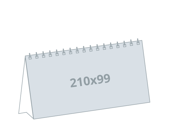 Stolni kalendar 1/3 A4: 210x99 mm - ležeći, spiralni uvez (D12)