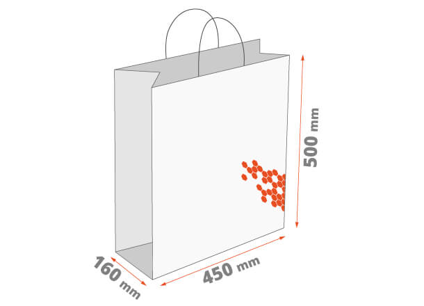 Papirnata vrećica s ručkom: 450x160x500 mm