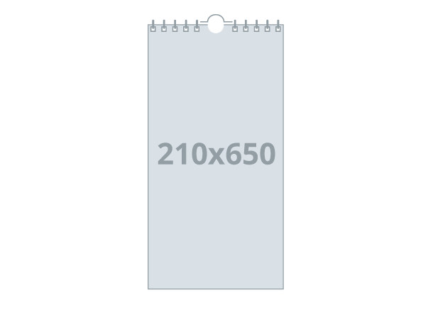 Kalendar - zidni XL: 210x650 mm stojeći, spiralni uvez (D2)
