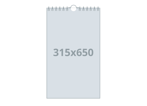 Kalendar - zidni XL: 315x650 mm stojeći, spiralni uvez (D1S)