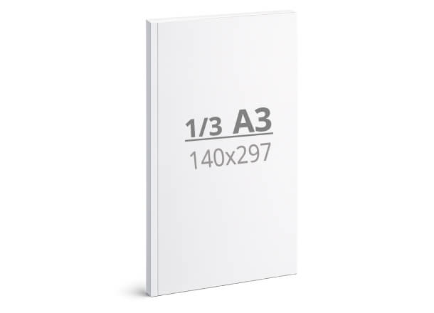 Brošura 1/3 A3: 140x297 mm - meki uvez / šivano, lijepljeno (D2)