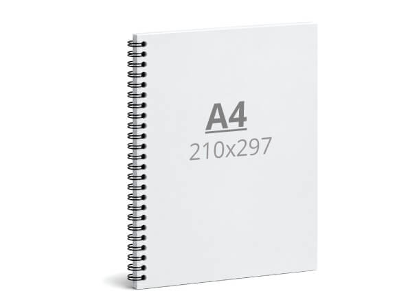 Rokovnik A4: 210x297 / 420x297 mm, tvrde korice, metalna spirala (D4)